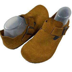 41 Regular Womens 10 Mens 8 Birkenstock London Suede Mink Gold Clogs Shoes